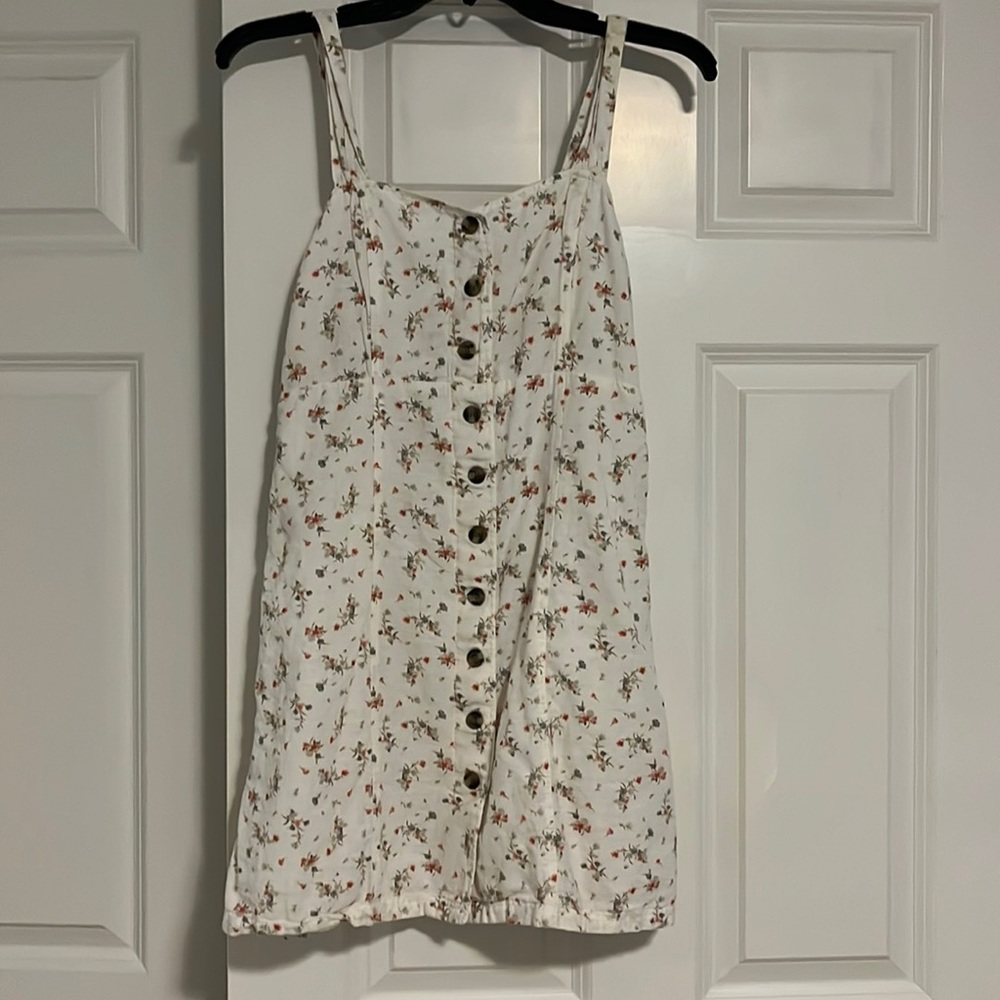 Small white dress with pink and blue flowers
